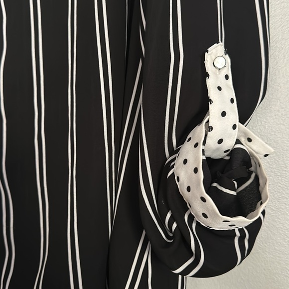 Zac & Rachel women black & off-white striped & polkadot button down shirt - Picture 6 of 13